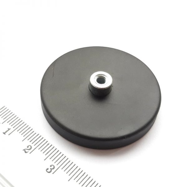 Magnet v pouzdře s vysunutým vnitřním závitem 43x6 mm pogumovaný