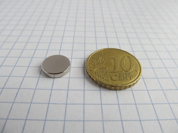 Neodymový magnet válec 10x2 mm - N38