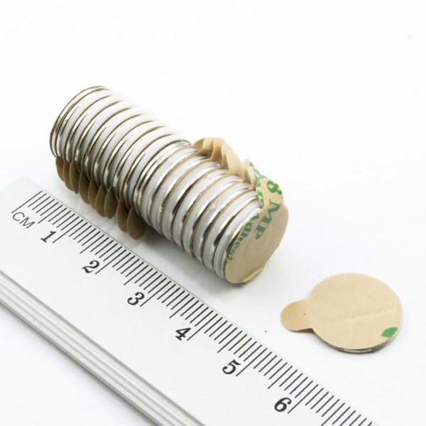 Neodymový magnet válec 15x1 mm se samolepkou - N38
