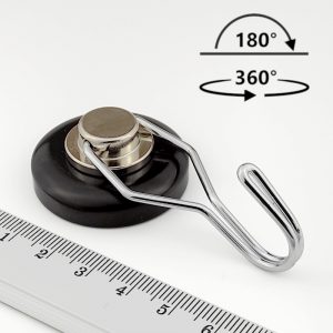 Otočný magnetický hák Ø 36 mm, černý