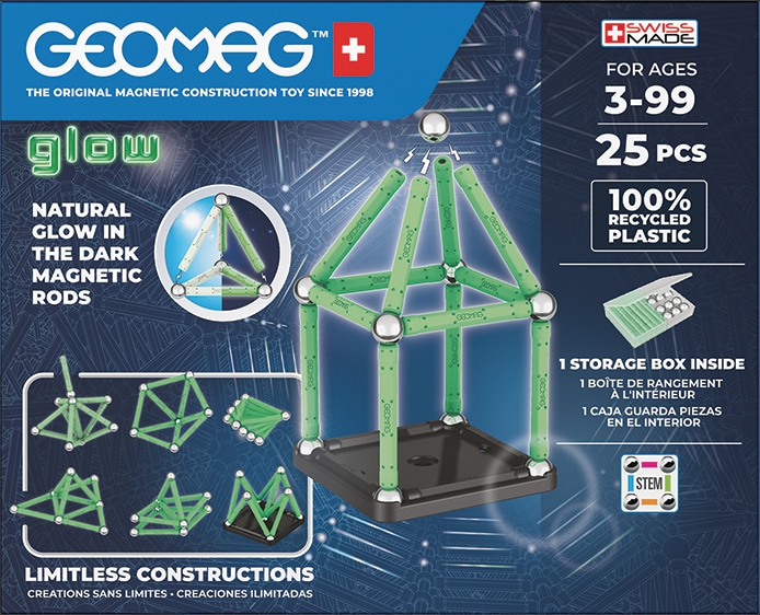 Stavebnice Geomag Glow recycled 25 dílků - svítí ve tmě