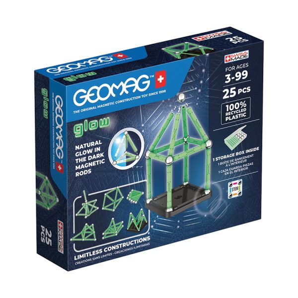 Magnetická stavebnice Geomag Glow recycled 25 dílů - svítí ve tmě