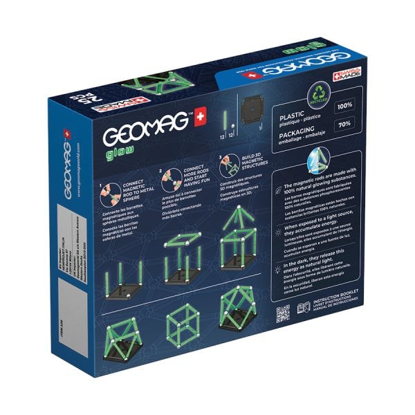 Magnetická stavebnice Geomag Glow recycled 25 dílů - svítí ve tmě