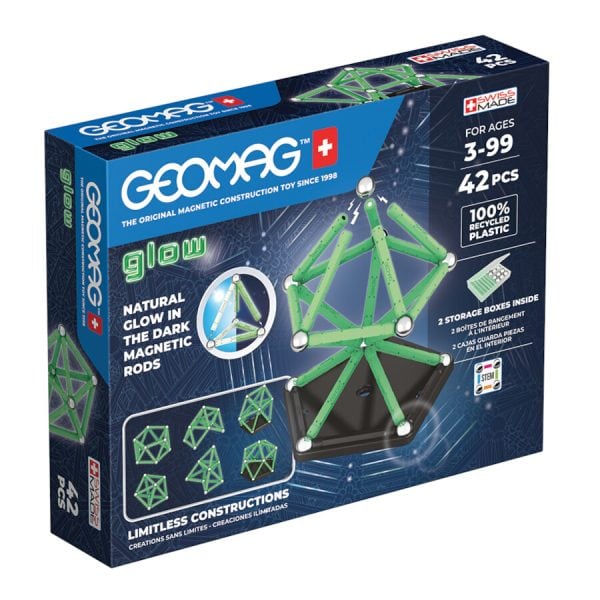 Magnetická stavebnice Geomag Glow recycled 42 dílů - svítí ve tmě