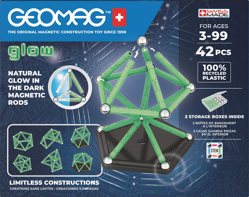 Stavebnice Geomag Glow recycled 42 dílků - svítí ve tmě