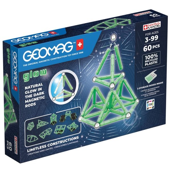 Magnetická stavebnice Geomag Glow recycled 60 dílů - svítí ve tmě