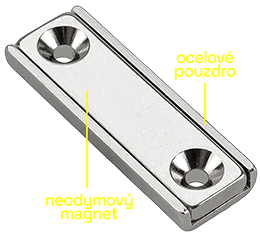 Magnety v pouzdře s dírou pro šroub – kvádry