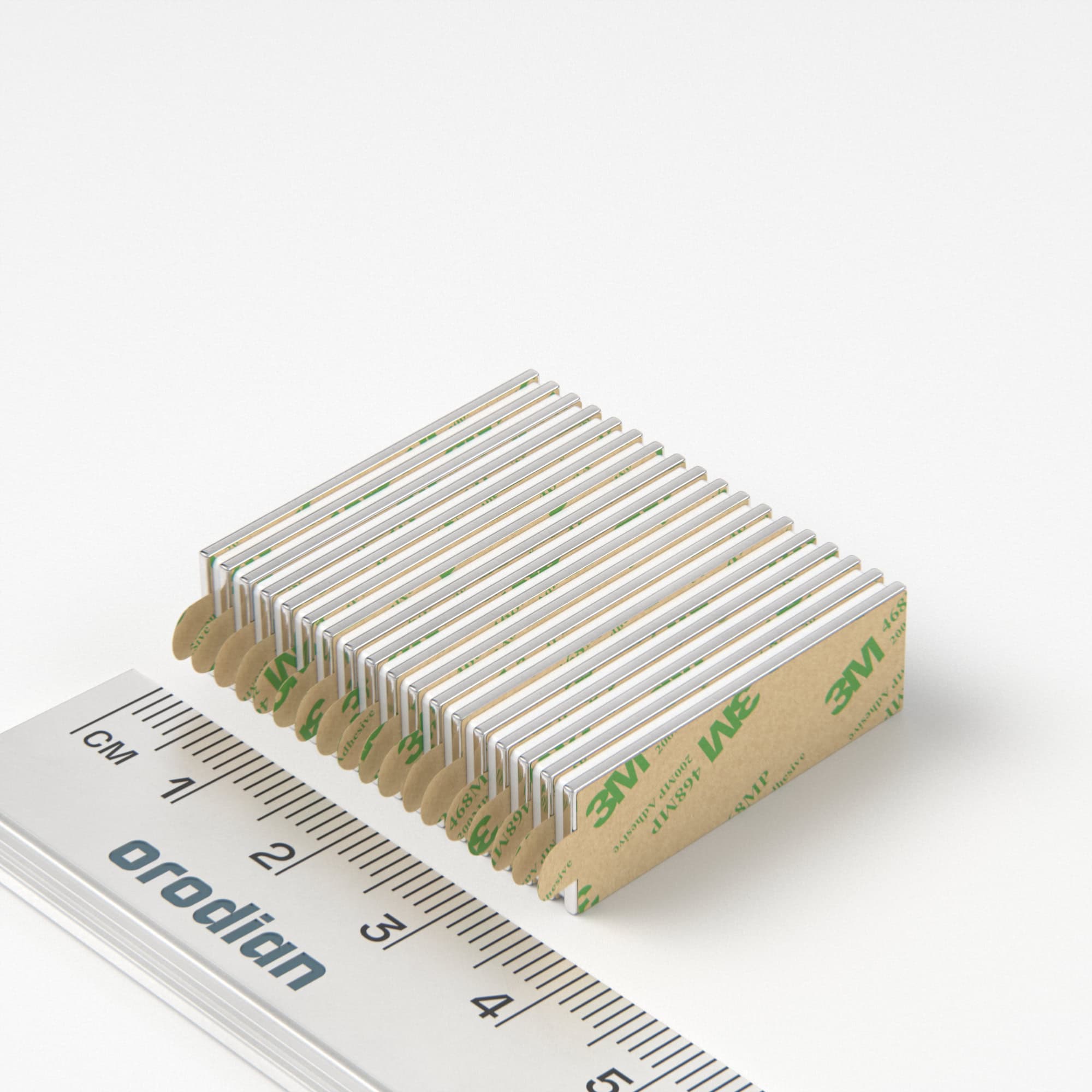 Neodymový magnet kvádr 30×10×1 mm se samolepkou - N38