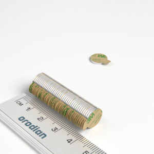 Neodymový magnet válec 10×1 mm se samolepkou - N38