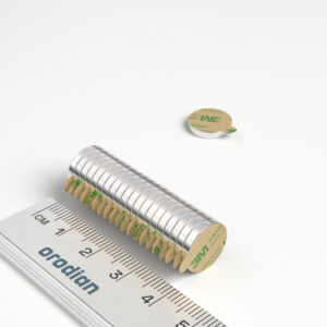 Neodymový magnet válec 12×2 mm se samolepkou - N38