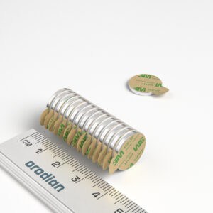 Neodymový magnet válec 14×1,5 mm se samolepkou - N42