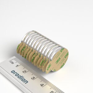 Neodymový magnet válec 20×2 mm se samolepkou - N38
