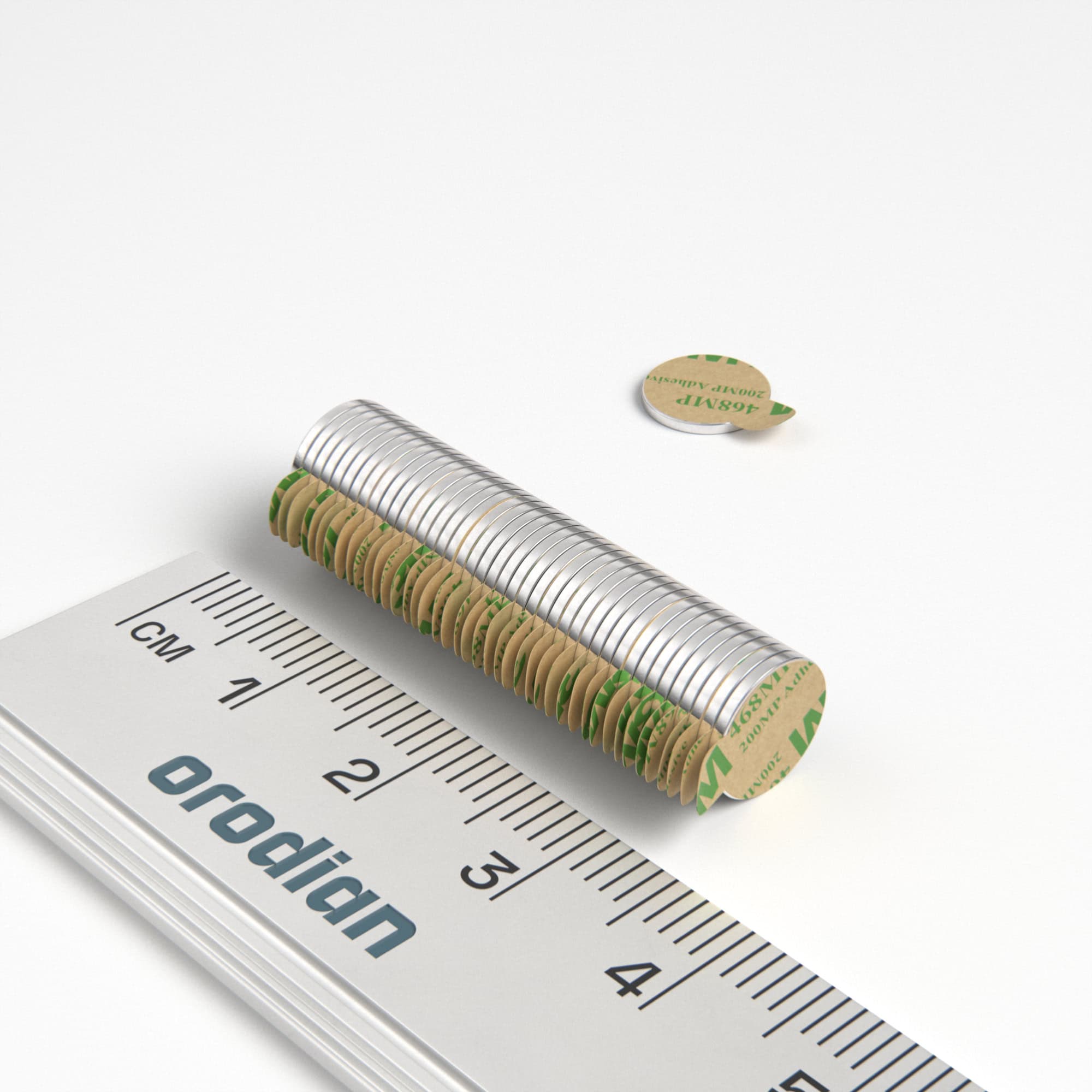 Neodymový magnet válec 8×0,75 mm se samolepkou - N38