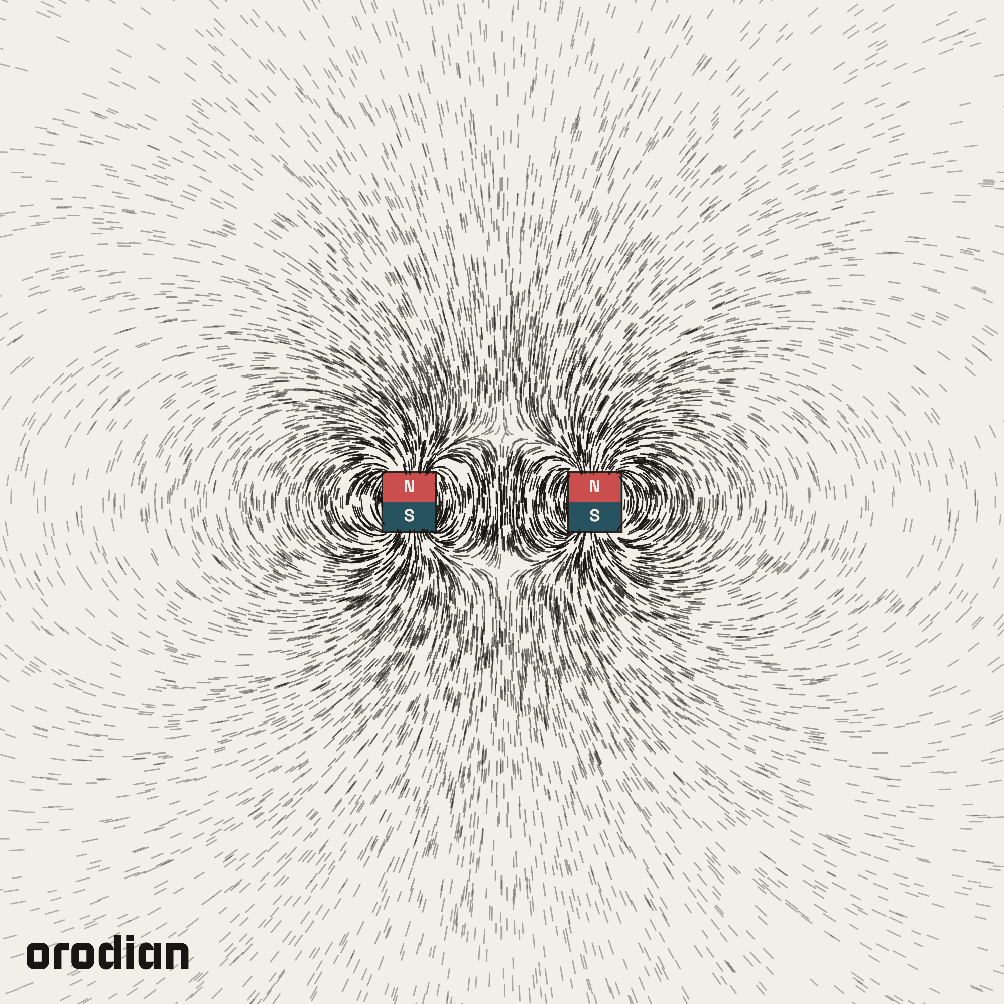 Neodymový magnet prsten 40-22×10 mm N38 –
magnetické pole zobrazené pomocí železných pilin (simulace)